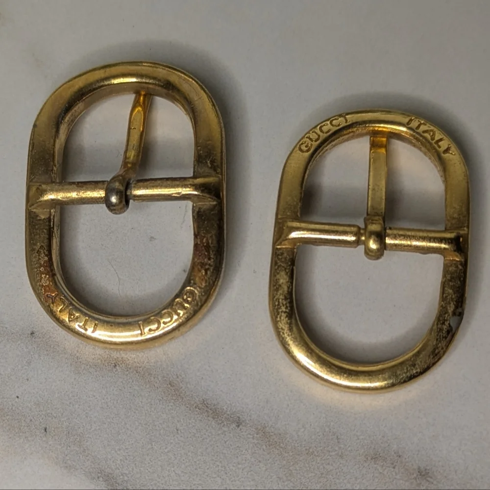 Vintage Gucci Gold Buckle From Purse Strap, Set Of Two - Picture 1 of 4